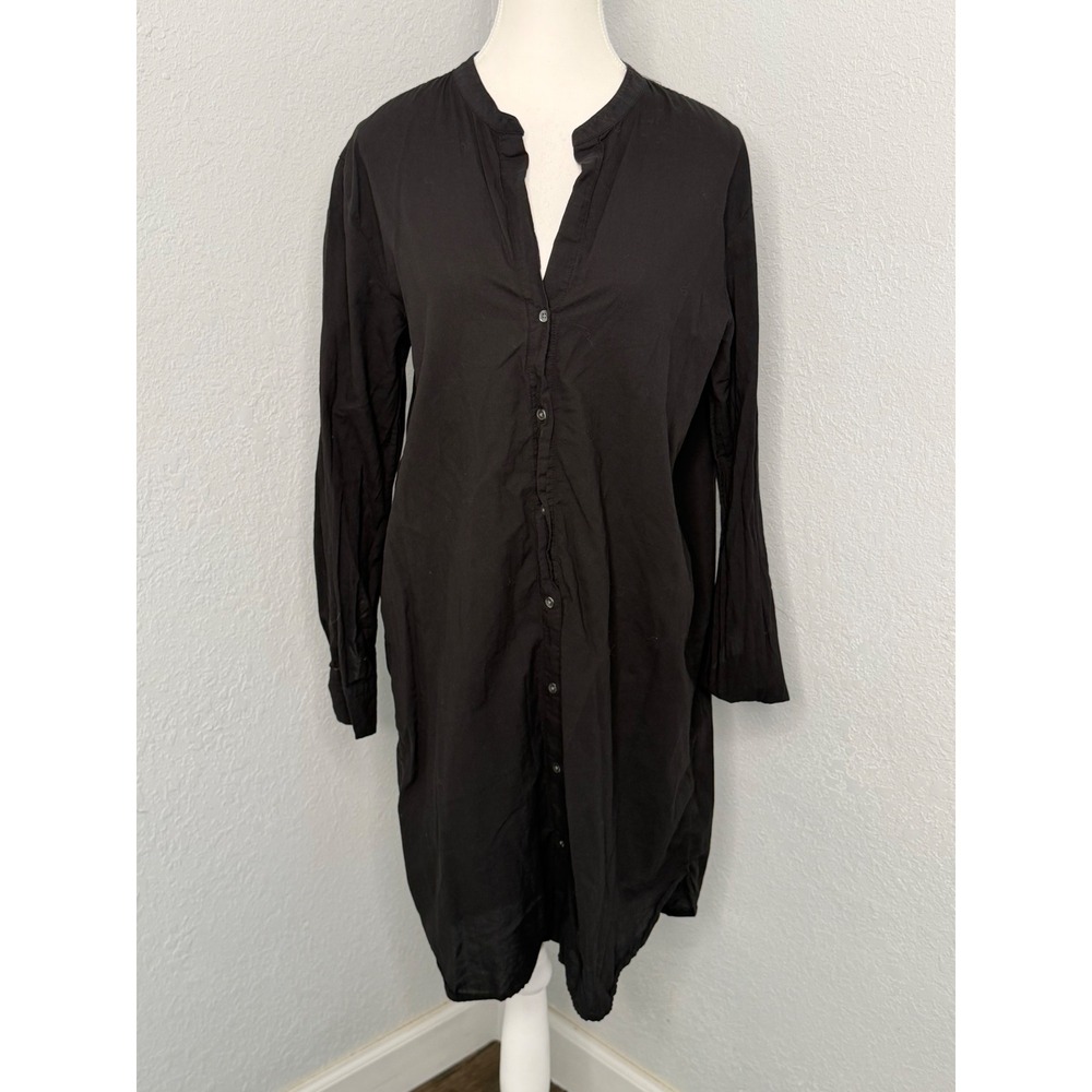 Standard James Perse Black Cotton Long Sleeve Button Down Shirt Dress Size 3